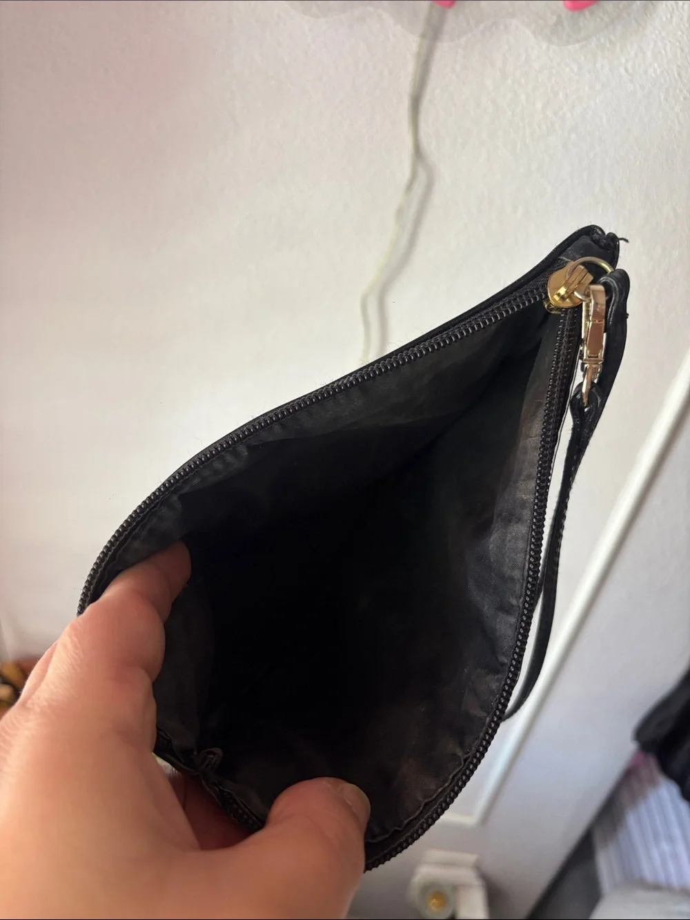Victoria's Secret Black Sequin Cosmetic Pouch with Pink & Red Accents